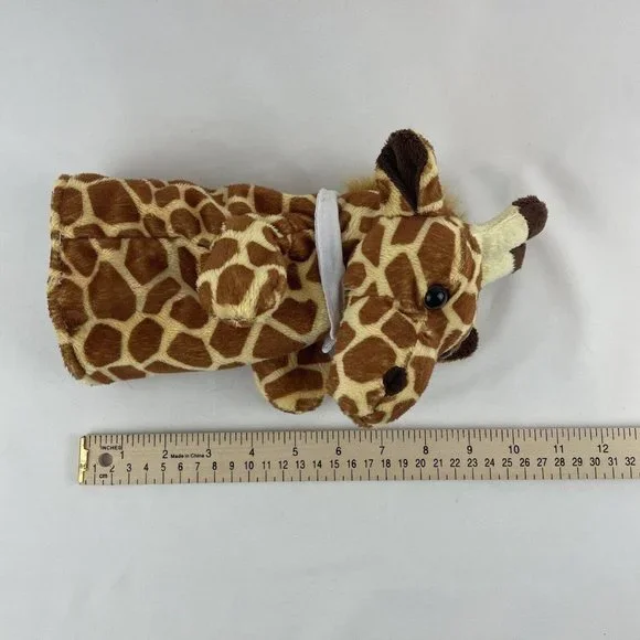 Restoration Hardware Giraffe Hand Puppet 10” Plush Soft Toy White Collar - Picture 6 of 6